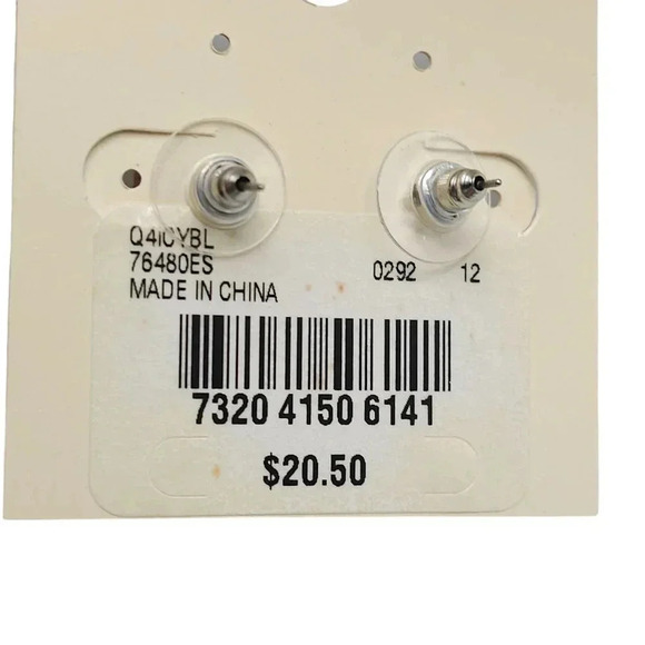 Style & Co Blue Acrylic Rhinestone Teardrop Dangle Drop Earrings Retro - Picture 3 of 4